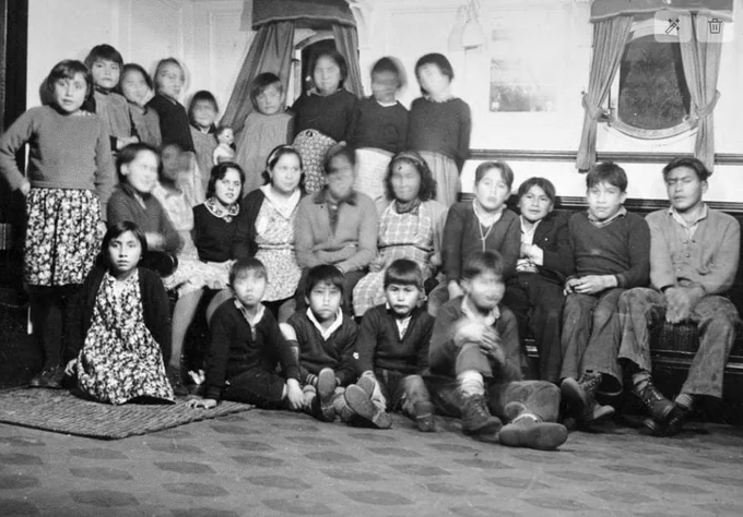 Students at Alberni Residential School in Port Alberni, B.C., pose for a photo in the 1930s. Researchers trying to identify children who died at the school have been fighting for access to a database that would allow them to search for records about individual children. (British Columbia Archives)
