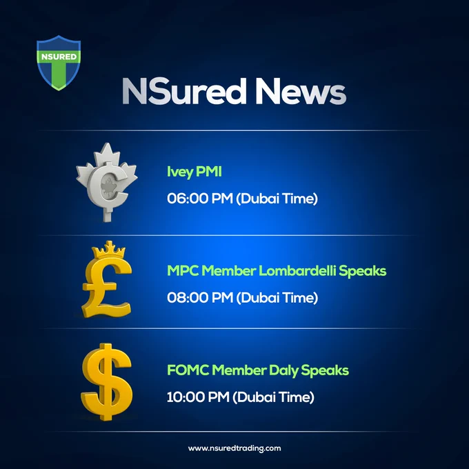 📊 Key Economic Events Today | NSured Trading Update

Stay alert, traders! Major market-moving events lined up today (Dubai Time):

🕕 06:00 PM – 🇨🇦 CAD: Ivey PMI
🕗 08:00 PM – 🇬🇧 GBP: MPC Member Lombardelli Speaks
🕙 10:00 PM – 🇺🇸 USD: FOMC Member Daly Speaks

Volatility expected across CAD, GBP, and USD pairs. Adjust your strategies accordingly!
📢 Trade smart, trade secure—only with NSured Trading! 🚀

📌 Disclaimer: This is a market analysis based on upcoming news and should not be considered financial advice. Always conduct your own research before making trading decisions.

#NSuredTrading #CAD #GBP #USD #Forex #Stock #Trading #MarketSituation #BearMarket #BullMarket #TradersLife #BreakingNews #TrumpTarrifs