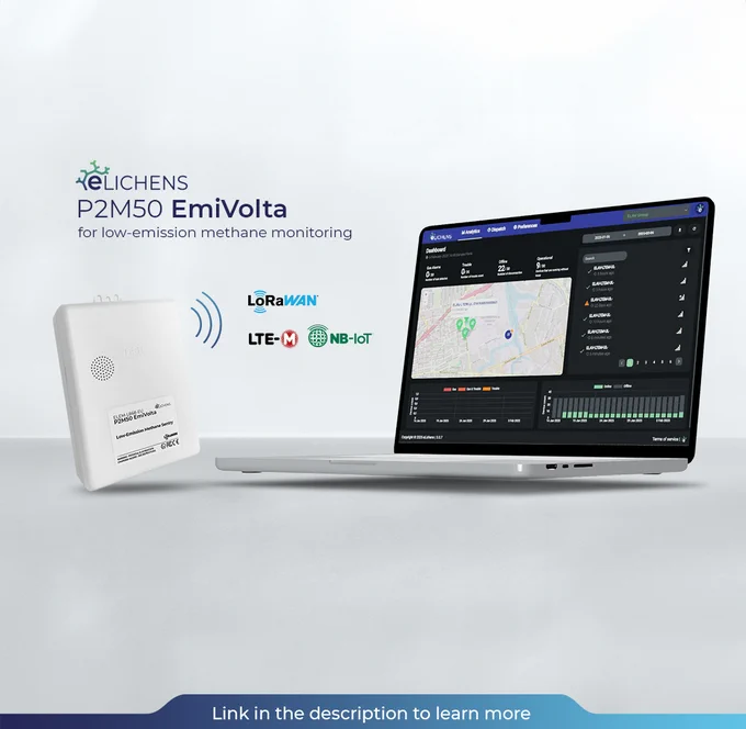 Official launch of 𝗲𝗟𝗶𝗰𝗵𝗲𝗻𝘀 𝗣𝟮𝗠𝟱𝟬 𝗘𝗺𝗶𝗩𝗼𝗹𝘁𝗮
Our latest innovation in remote methane emissions monitoring, made for ultra-sensitive, low-emission detection with a Limit of Detection (LOD) of just 50ppm.

Designed for LDAR programs the P2M50 EmiVolta offers 24/7 continuous monitoring of methane emissions without human intervention or recalibration, making it the most cost-effective, autonomous, and regulatory-compliant solution in its class.
Our features:
• Ultra-sensitive NDIR sensor: 10x more sensitive than eLichens Avolta, built to detect even the lowest CH₄ levels, with 100% volume methane monitoring.
• 50ppm LOD in a IP67 compact, ATEX & IECEx Zone 1 certified device.
• UP to 10-year battery life with ultra low-power consumption.
• LoRaWAN   BLE 4.2 connectivity, with LTE-M / NB-IoT options.
• Real-time remote monitoring & LDAR reporting via eLichens' cloud platform.
• No drift, no recalibration needed, just install