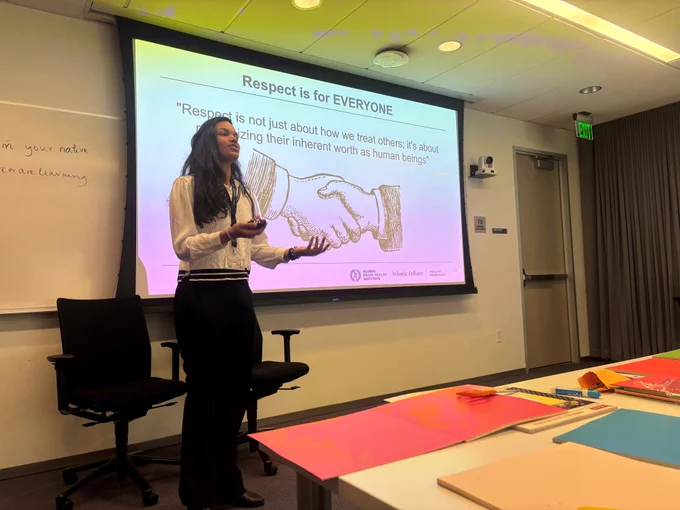 Atlantic Fellow Carolina Bidó presents at the Respect Salon.