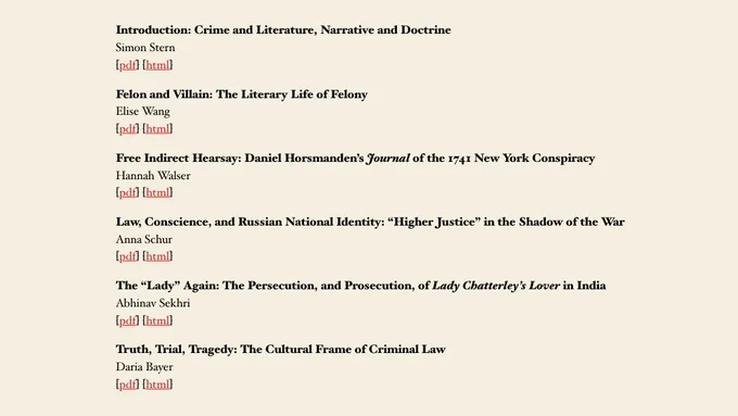 Criminal Law, Literature, and Hstory