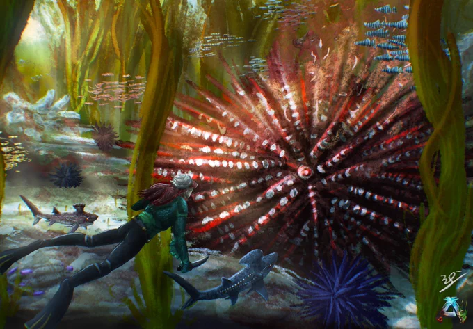 Artwork of the King Diadema and Stethacanthus, the two new additions that were added to the TSW mod