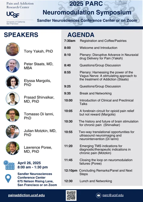 Event flyer featuring round headshots of 7 participants.