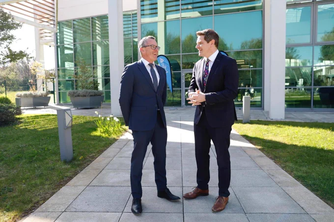 Photography of Minister Peter Burke, with Dr Darrin Morrissey, CEO, NIBRT at NIBRT Facility, Dublin