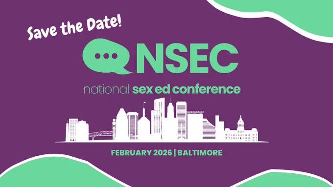 Image features a dark purple background. In the center is the NSEC logo with a skyline of Baltimore. Under the skyline is the text "February 2026 | Baltimore" Above the NSEC logo is the text "Save the Date!"