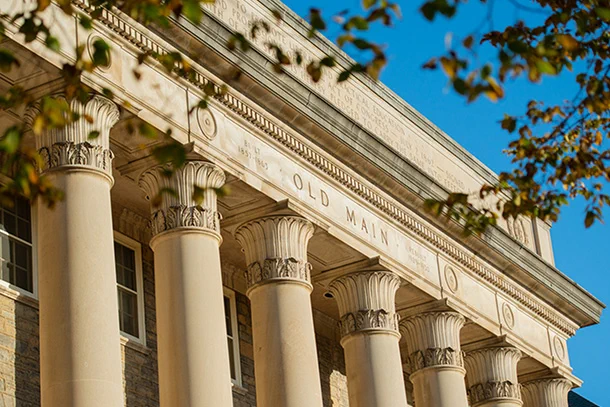 Front pillars of Old Main Building at Penn State University Park