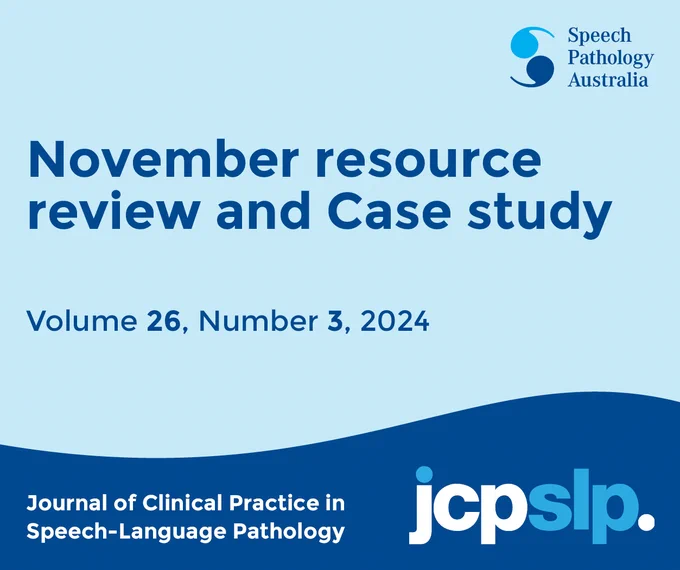 This graphic is a promotion for the JCPSLP Vol 26 No 3 article called “November resource review and Case study”.