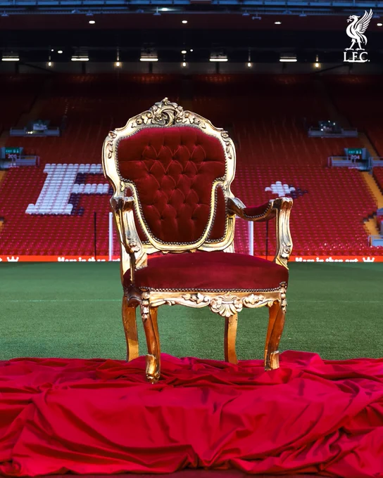 A photo of a throne at Anfield