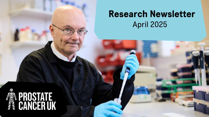 Prostate Cancer UK Research Newsletter April 2025.
Professor David Elliott wearing a lab coat and gloves, pipetting at a lab bench.