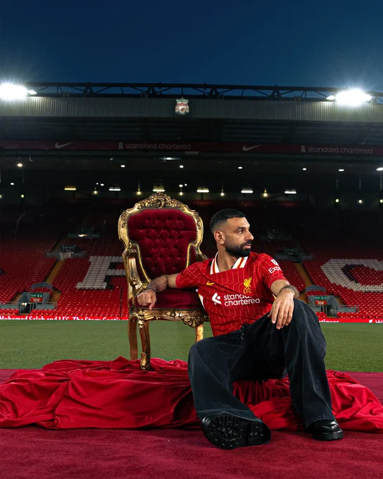 A photo of Mo Salah on the pitch at Anfield