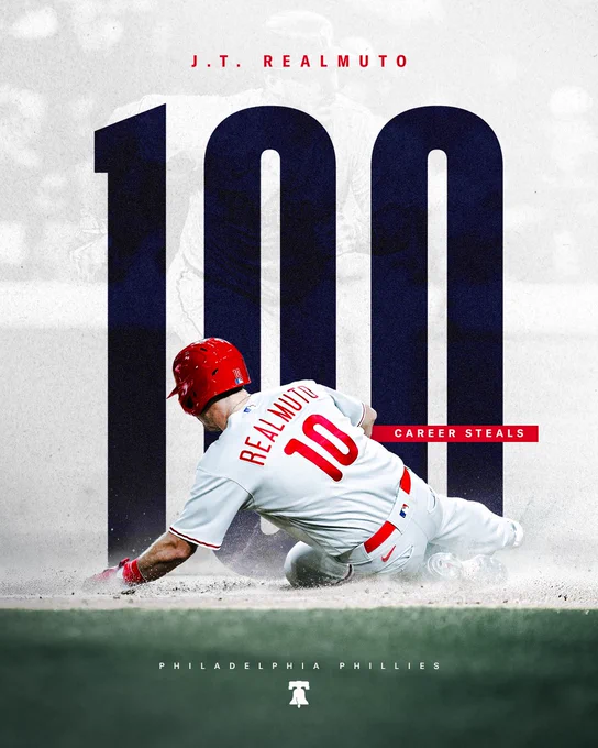 J.T. Realmuto steals his 100th career base.