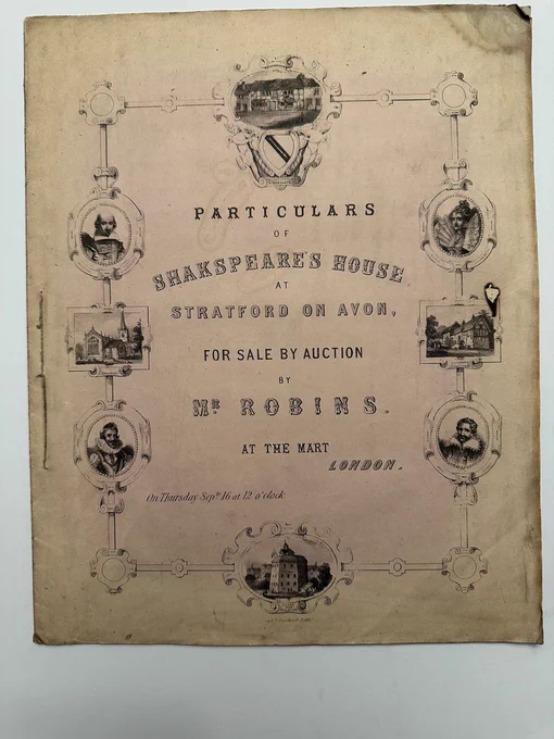 Sale catalogue Shakespeare’s Birthplace Stratford upon Avon 1847