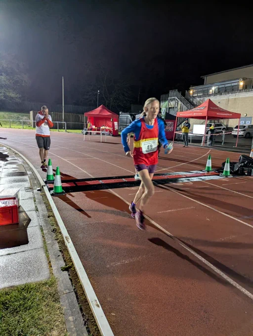 Sarah Webster, setting a new GB 100 mile mark at Crawley 24 hour 