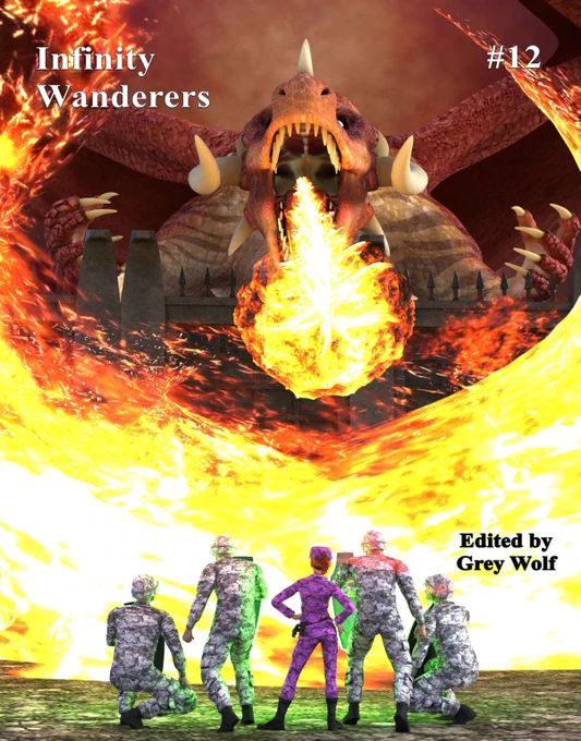 The magazine cover showing a dragon coming through breathing fire and a group of soldiers, with a teenage girl, defending themselves