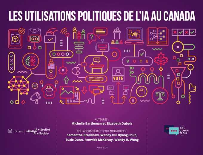 Couverture du rapport « Les utilisations politiques de l'IA au Canada » d'Elizabeth Dubois et Michelle Bartleman.