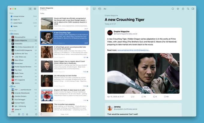 News Explorer 2.1 configured with only Bluesky feeds