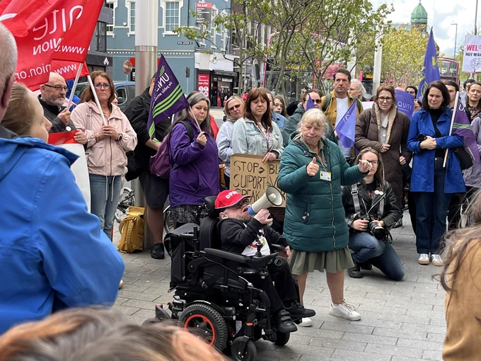 Protestors outside Erskine House