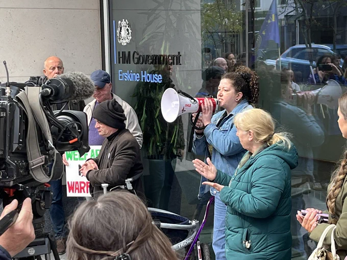 Protestors outside Erskine House