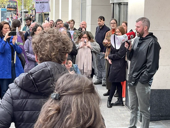Protestors outside Erskine House