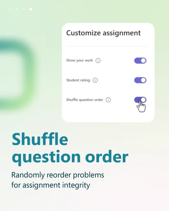 Shuffle question order

Randomly reorder problems for assignment integrity