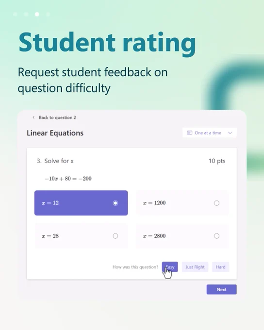 Student rating

Request student feedback on question difficulty