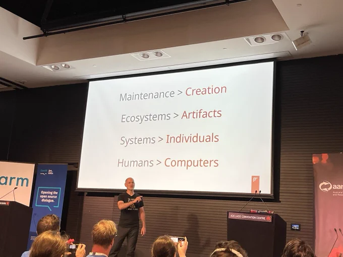 Justin Warren keynoting #EverythingOpen 2025