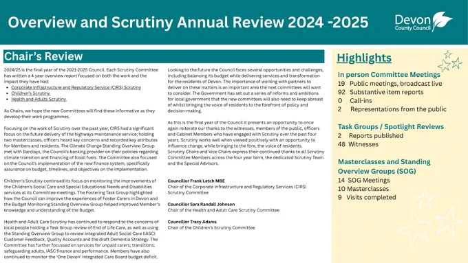 Page 1 of the 2024/25 Scrutiny Annual Report including Chair's Review and Highlights