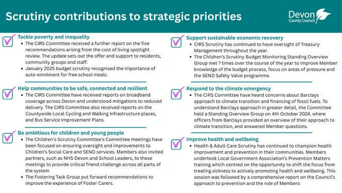 Page 4 of the 2024/25 Scrutiny Annual Report including Scrutiny contributions to strategic priorities