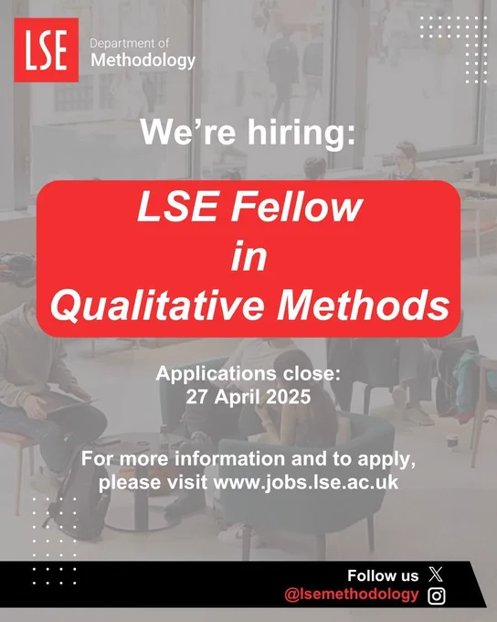 graphic that reads 'we're hiring: lse fellow in qualitative methods'