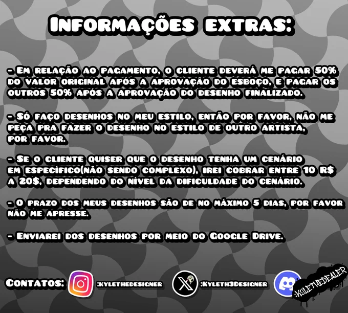 Informações extras   formas de contato.