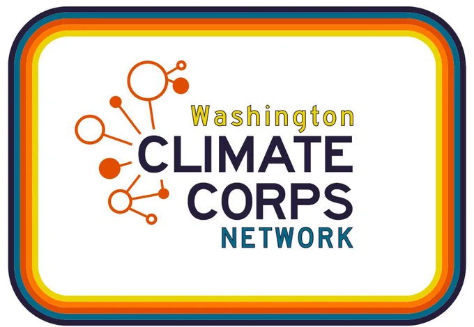 Washington Climate Corps Network logo surrounded by multi-colored border
