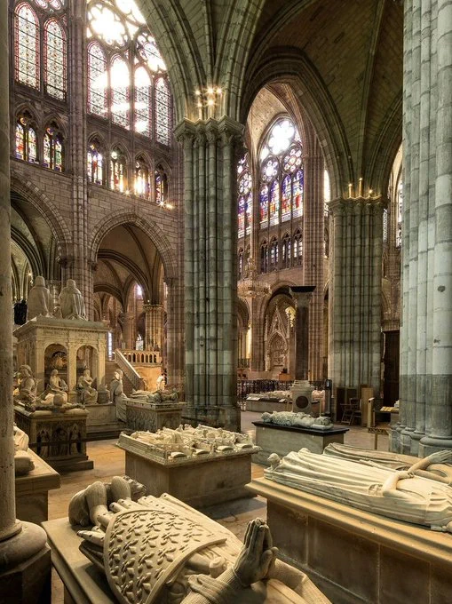 Basilica of Saint-Denis, Saint-Denis. The Basilica of Saint-Denis is the first Gothic cathedral and the burial place of French kings and queens. Its innovative architecture marked the beginning of Gothic art.
Credit: Gothic Churches @GothicChurches
