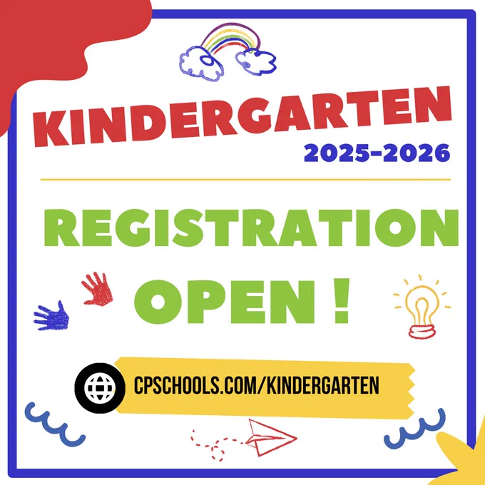Kindergarten registration open red blue green yellow
