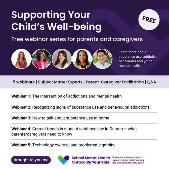 Supporting your child's well-being: free webinar series for parents and caregivers.