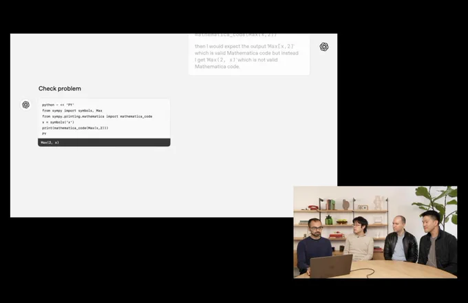 Screenshot from OpenAI o3 announcement livestream showing o3 solving a SymPy issue. 