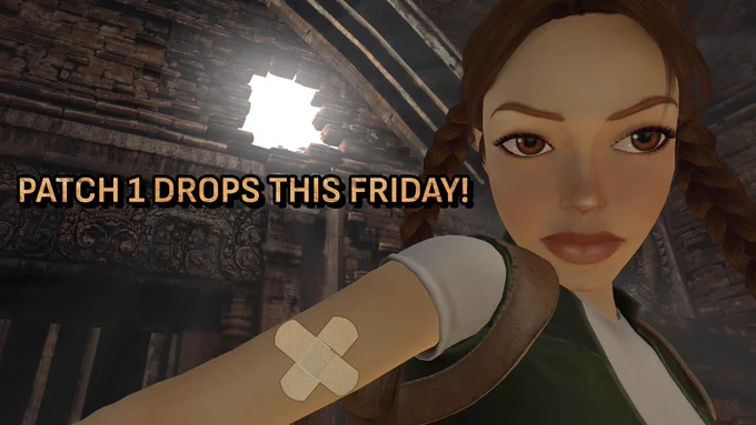 Image of teenage Lara Croft from Tomb Raider: Chronicles. Patch 1 announcement.