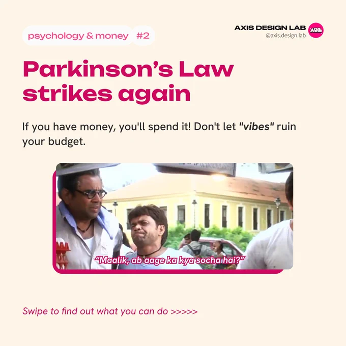 Alt= Parkinson’s law says if you have money, you will spend it. 