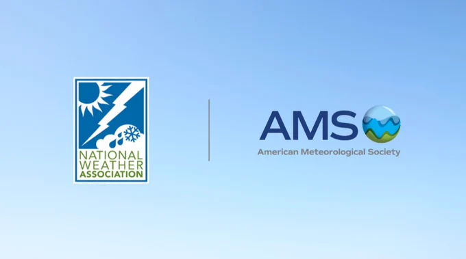 The National Weather Association and AMS logos.
