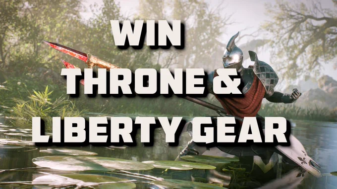 call to action win throne and liberty gear  over a picture from the game