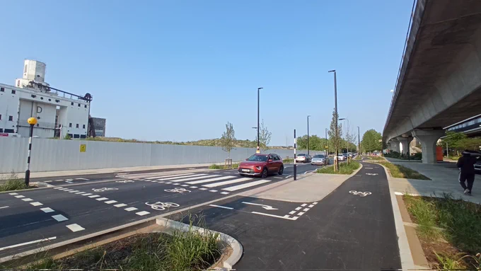 One parallel crossing has still to get its Belisha installation finished