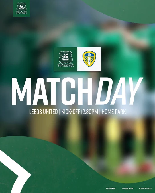 A graphic for Argyle's match against Leeds United.