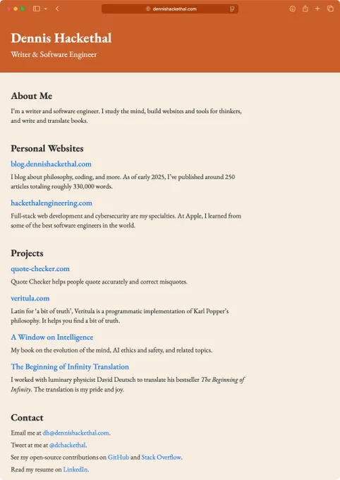 Dennis Hackethal’s new homepage at dennishackethal.com