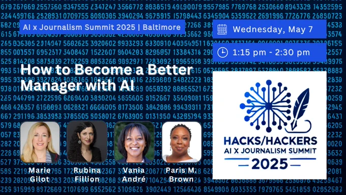 How to Become a Better Manager with AI
Explore how AI is reshaping managerial roles and decision-making processes in newsrooms and media organizations. In this panel, instructors and participants in the AI Journalism Lab: Leadership will share the specific techniques and tools that helped them leverage AI effectively in their leadership with confidence and foresight.
 - Marie Gilot, Executive Director J , ​​Craig Newmark Graduate School of Journalism at CUNY
 - Rubina Fillion, Associate Director of A.I Initiative, The New York Times
 - Vania André, Chief Operating Officer and Editor-in-Chief, The Haitian Times
 - Paris M. Brown, Publisher, The Baltimore Times