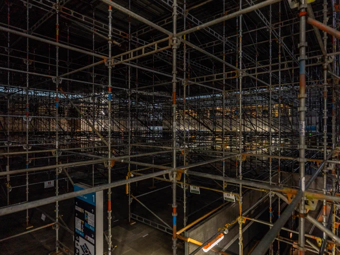 Photo of scaffolding inside the National Maritime Museum