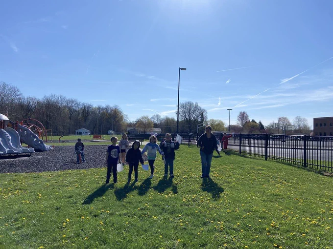 students enjoying a walk