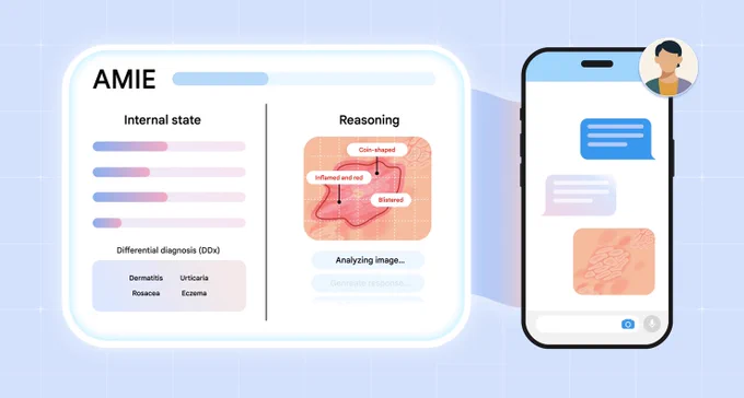We introduce multimodal AMIE: our diagnostic conversational AI that can intelligently request, interpret and reason about visual medical information during a clinical diagnostic conversation. We integrate multimodal perception and reasoning into AMIE through the combination of natively multimodal Gemini models and our state-aware reasoning framework.