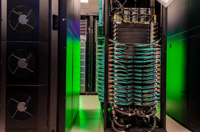 Network core switches on the Frontera supercomputer.