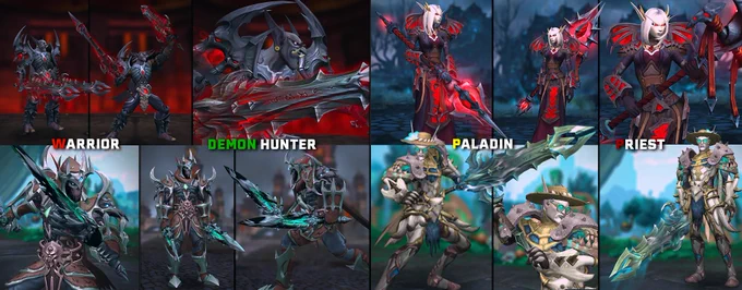 My four main toons in World of Warcraft.