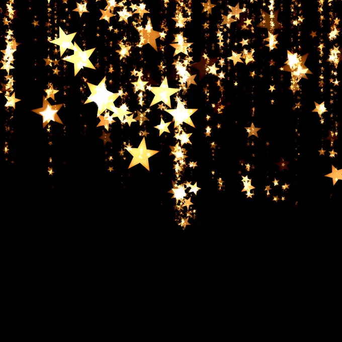 Gold stars on a black background.