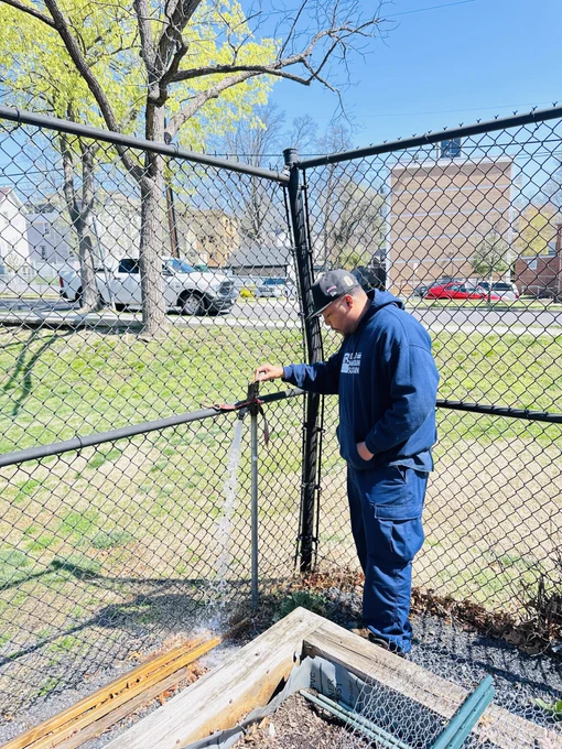 DGS Facilities Team is turning on a water source as a part of Spring Summer Readiness Operations.